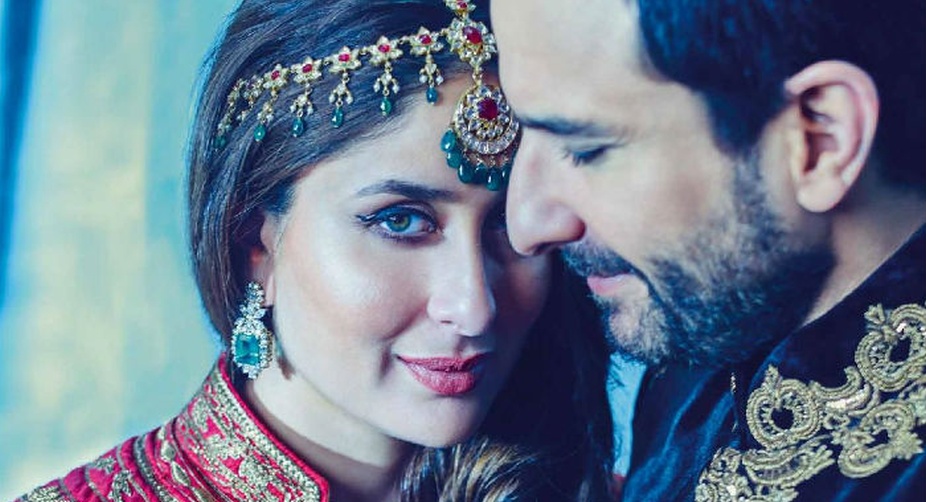 Looking royal and resplendent like a bride and groom, Saif Ali Khan and Kareena Kapoor Khan graced the cover of Harper Bazaar magazine (PHOTO: Twitter) img