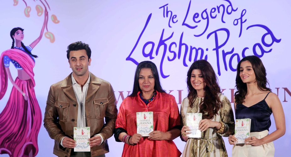 Twinkle Khanna launched her second book 'The Legend of Lakshmi Prasad' and actors Alia Bhatt, Ranbir Kapoor and Shabana Azmi turned up on the stage for reading sessions (PHOTO: AFP) img