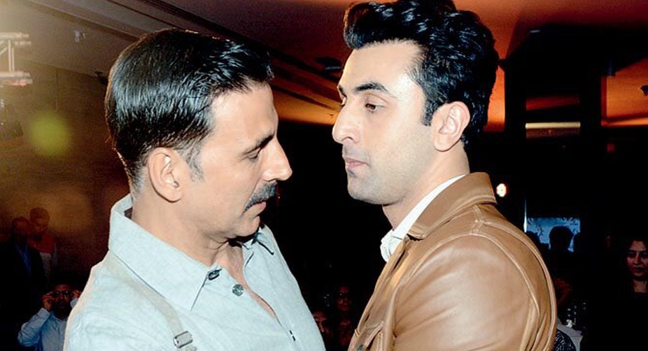 A candid click of Ranbir Kapoor with Akshay Kumar at the book launch (PHOTO: Twitter) img