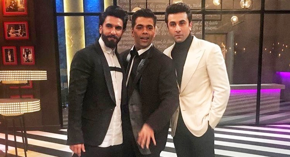 Ranbir Kapoor and Ranveer Singh make an appearance together on Karan Johar's talk show 'Koffee With Karan' (PHOTO: Twitter) img
