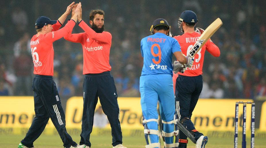 1st T20I: Moeen Ali-powered England restrict India to 147/7