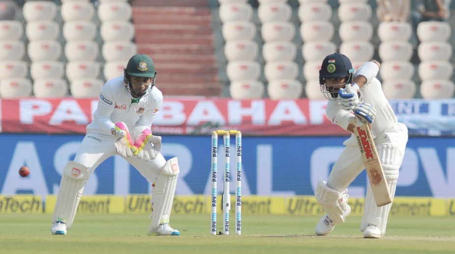 Hyderabad Test: India 620-6 at tea, Kohli falls after double ton