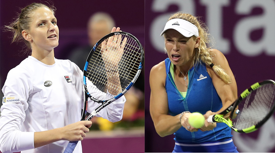 Pliskova to play Wozniacki in Qatar final after long, soggy day