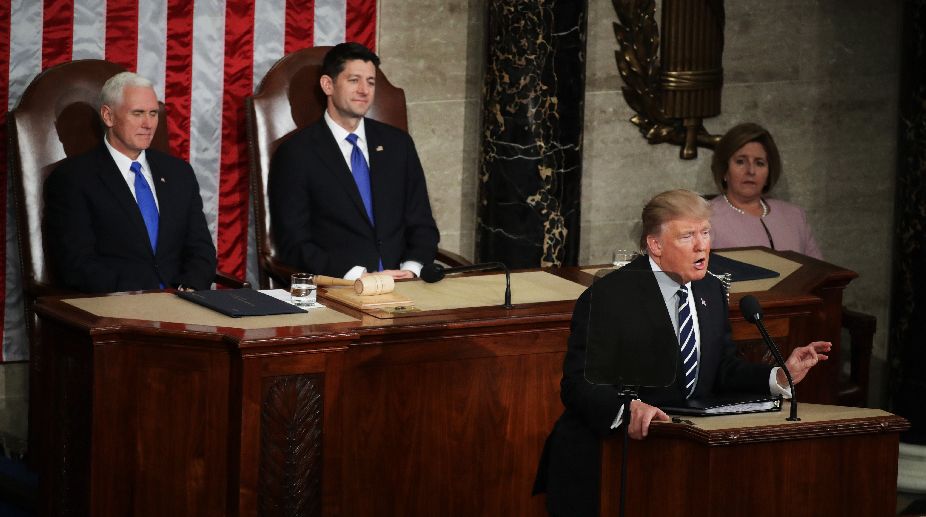 Donald Trump begins his 1st presidential address