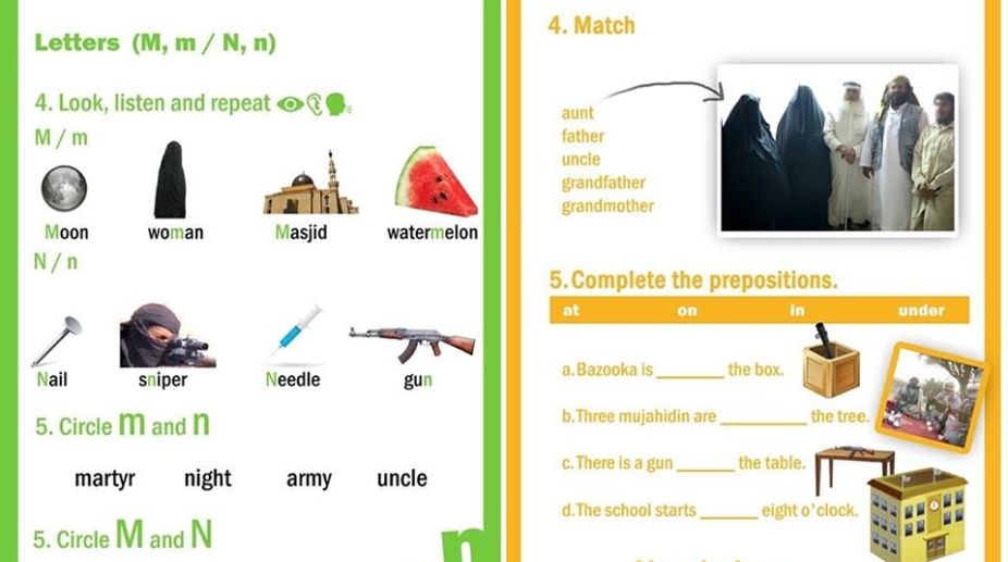 ‘G’ for gun, ‘S ‘ for sniper in ISIS textbooks