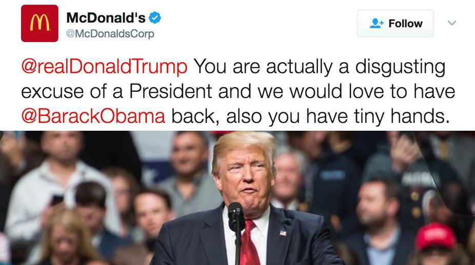 McDonald’s apologises for hacked tweet criticising Trump