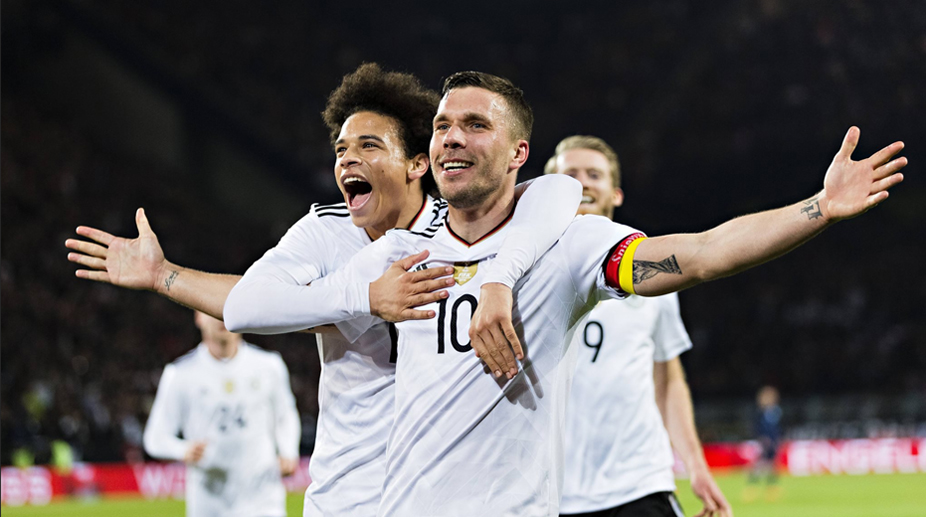 Lukas Podolski scores stunner in farewell game as Germany edge England