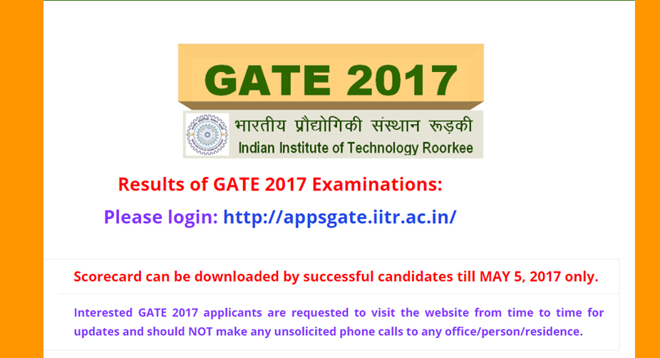 GATE 2017 results available online at www.gate.iitr.ernet.in, appsgate.iitr.ac.in | Only 16 percent qualified this year