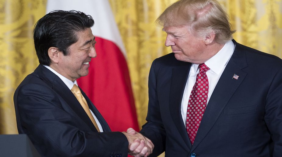 Trump, Abe discuss promoting free and open Indo-Pacific region