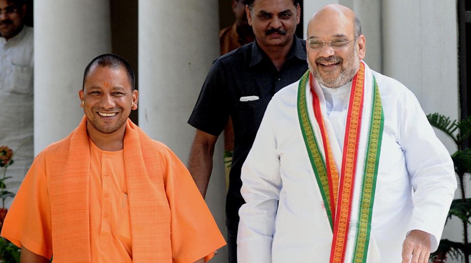 Adityanath discusses administrative issues with Amit Shah, Modi