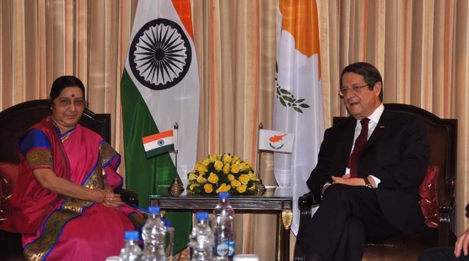 MEA Sushma calls on Cyprus President Nicos Anastasiades