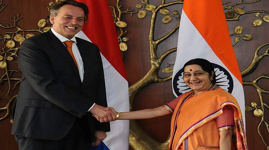 Sushma Swaraj discusses bilateral cooperation with Dutch counterpart