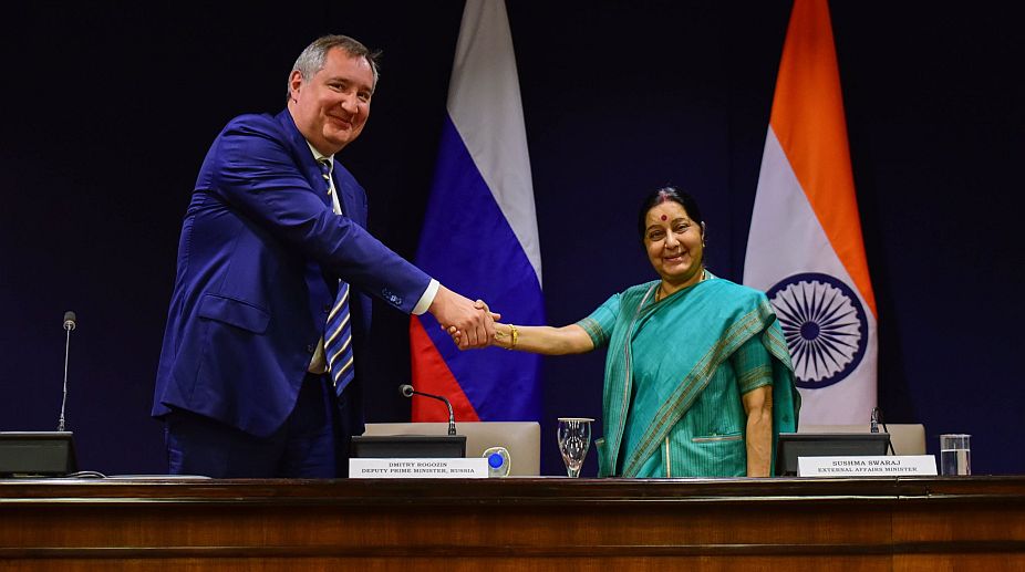 Sushma meets Russian leader Rogozin, holds bilateral talks