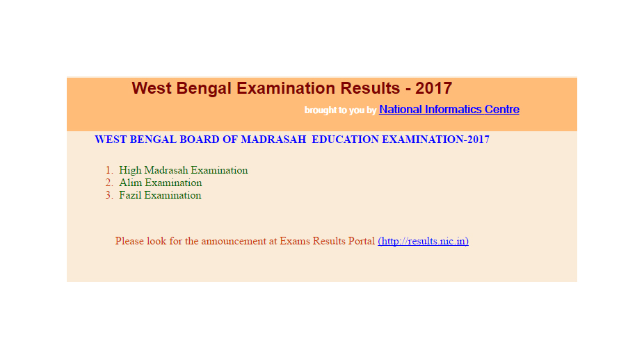 West Bengal Board of Madrasah Education declared High Madrasah, Alim, Fazil results 2017 at wbresults.nic.in