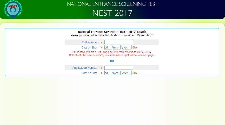 NEST 2017 results declared; check at nestexam.in