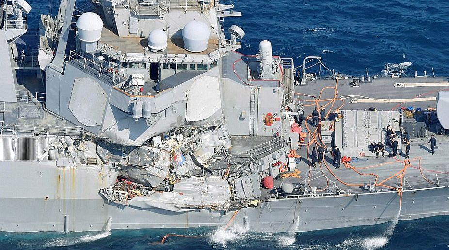 US Navy ship collides with merchant ship; 7 missing