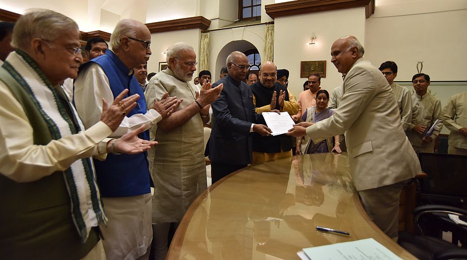 PM Modi by his side, Ram Nath Kovind files papers for presidential poll