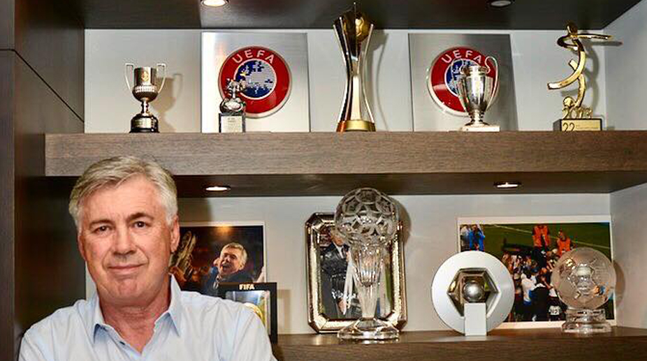 Bayern Munich manager Carlo Ancelotti showcases his impressive trophy collection