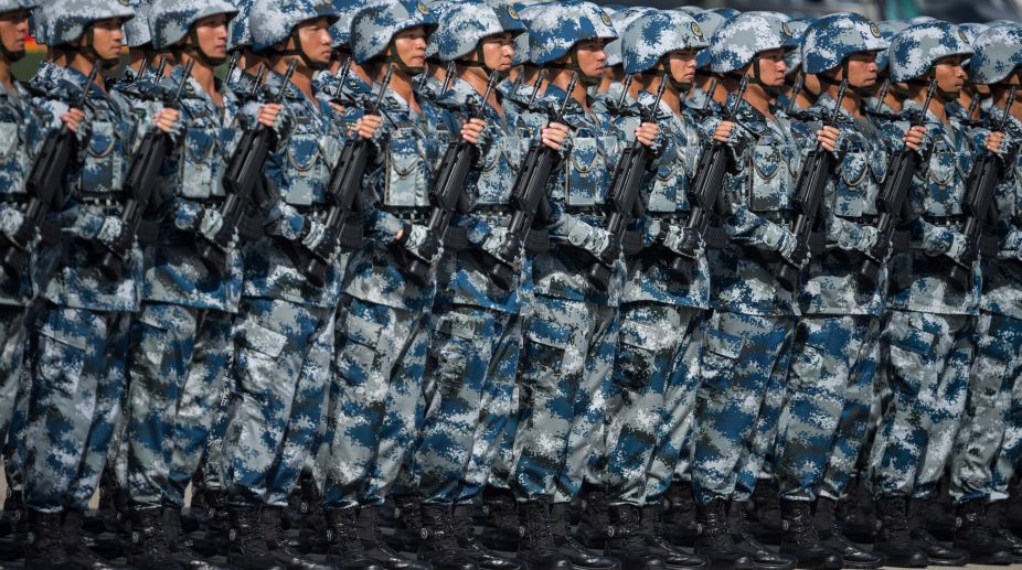 Chinese Army conducting exercises simulating battle scenarios