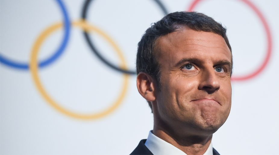 Emmanuel Macron hails Olympic values in push for Paris 2024