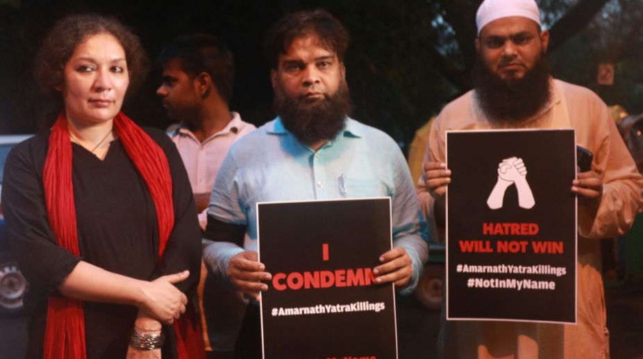 Delhi witnesses demonstration against killing of Amarnath pilgrims