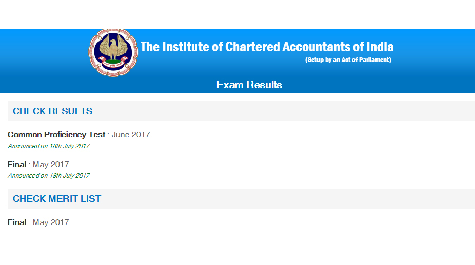 Check ICAI CA final, CPT June results 2017 at icaiexam.icai.org, caresults.icai.org | Get results, merit list now