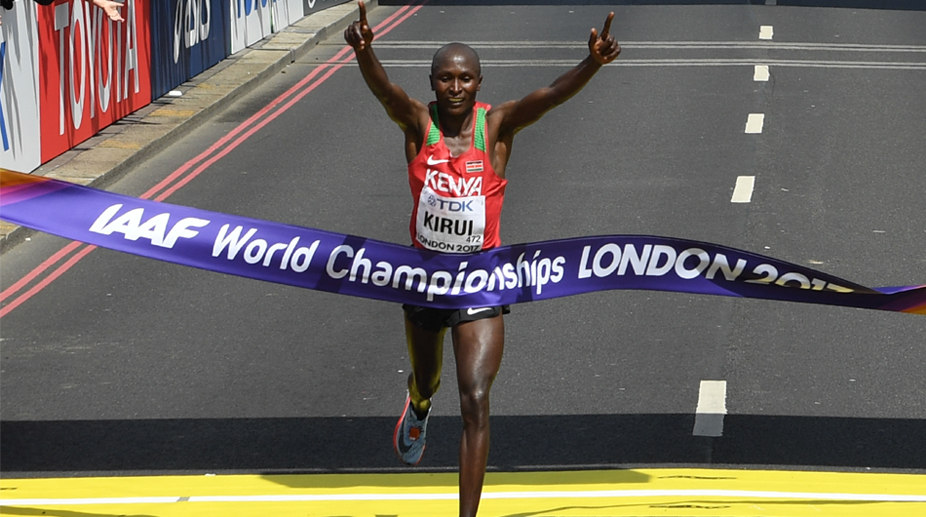 Kenya’s Geoffrey Kirui wins men’s world marathon