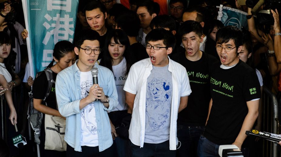 Protest in Hong Kong against jailing of pro-democracy leaders