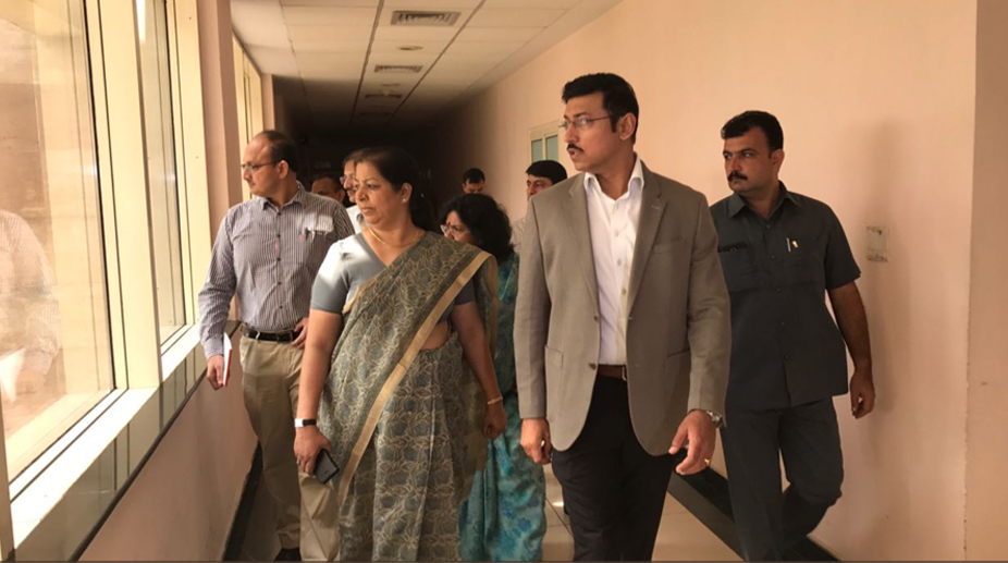 Sports Minister Rajyavardhan Singh Rathore’s surprise visit at JN Stadium
