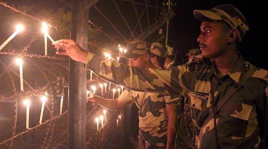 BSF soldiers along Punjab border celebrate Diwali