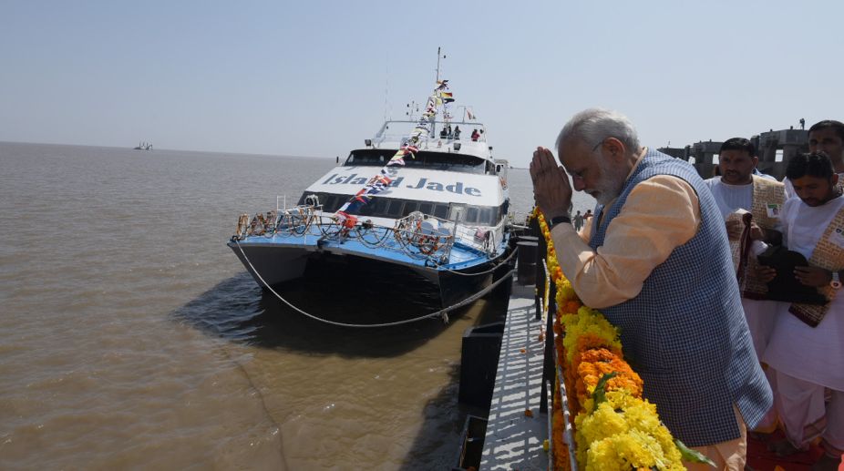 In poll-bound Gujarat, Modi opens Rs 650 crore ferry service 