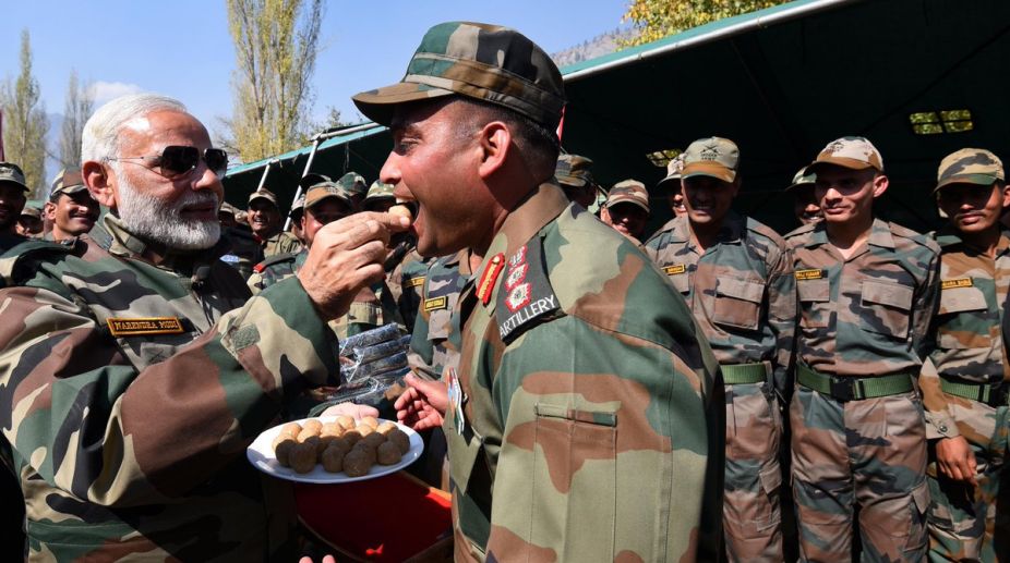 PM Narendra Modi celebrates Diwali with soldiers in J-K’s Gurez sector