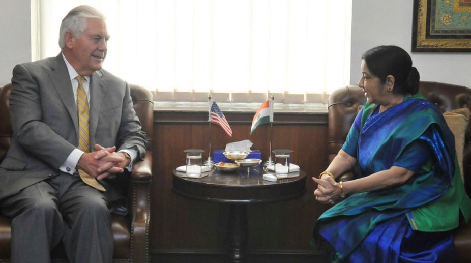 Sushma Swaraj meets US Secretary of State Rex Tillerson