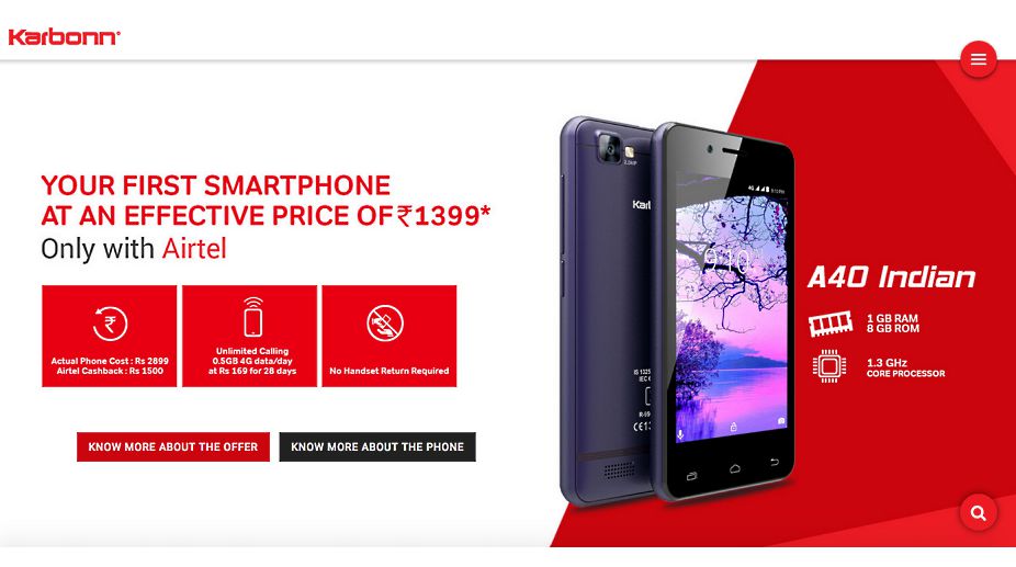 After JioPhone, now Airtel offers 4G smartphone in just Rs. 1,399 with Karbonn