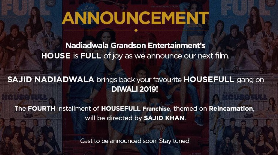 Sajid Nadiadwala announces Housefull 4’s release date