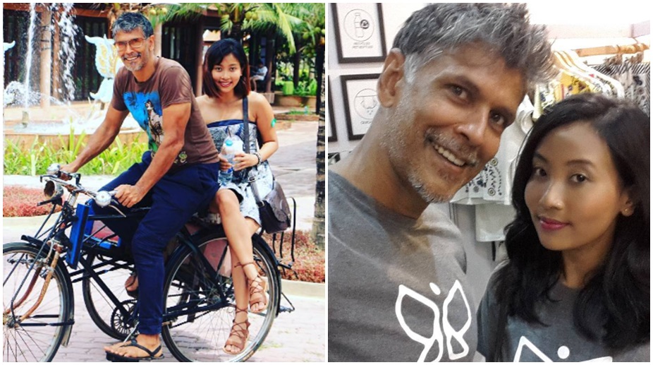 Milind Soman attends AIFW with girlfriend