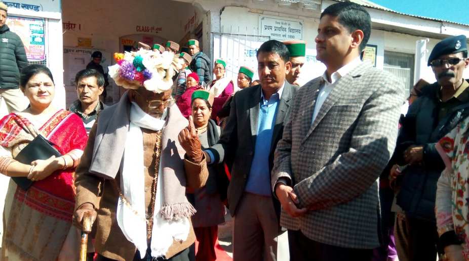Independent India’s first voter Shyam Saran Negi casts vote in Kinnaur
