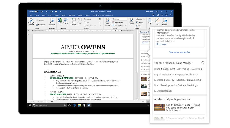 Microsoft Word gets LinkedIn’s Resume Assistant feature