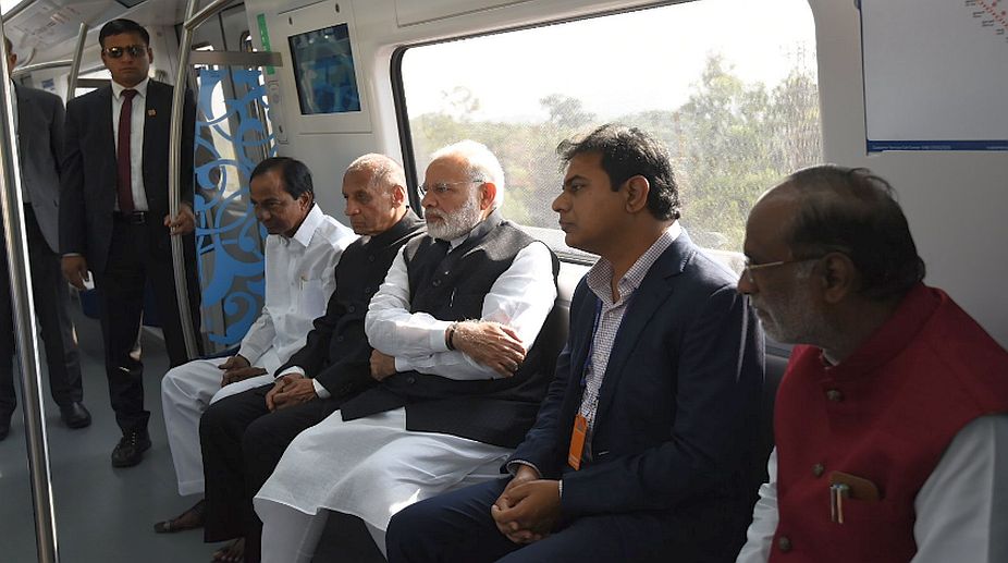 PM Modi inaugurates first phase of Hyderabad Metro