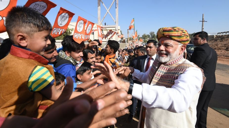 Guj poll is contest between trust on development, dynastic politics: PM Modi