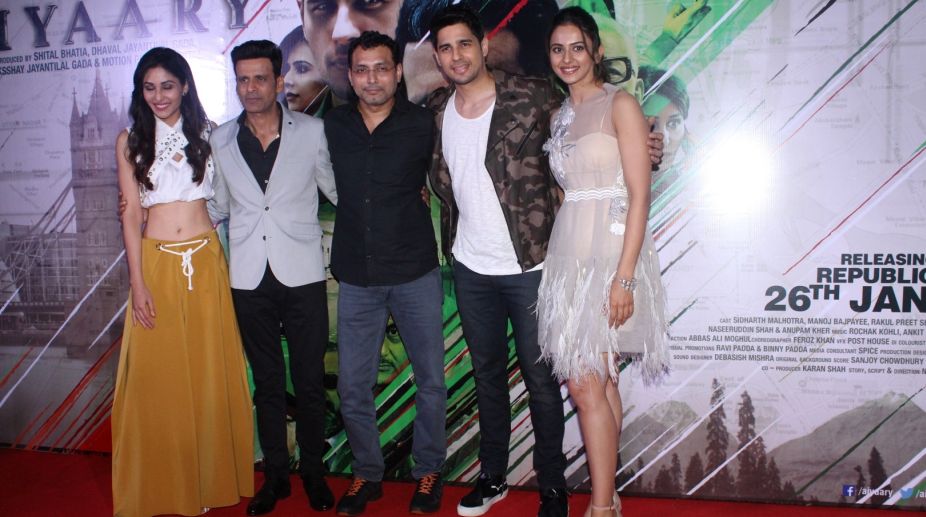 Aiyaary, Neeraj Pandey, Manoj Bajpayee, Sidharth Malhotra. Rakul Preet Singh