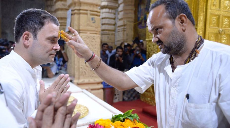 Rahul prays at Kurudumale Ganapathi temple in poll-bound Karnataka