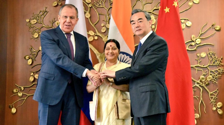 Sushma Swaraj welcomes Chinese, Russian Foreign Ministers