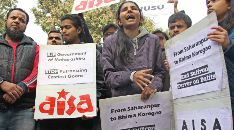 Caste riots: Students protest outside Maharashtra Sadan