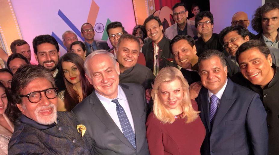 Israel, Prime Minister, Benjamin Netanyahu, Shalom Bollywood event at Mumbai, Oscar selfie, Bollywood stars with Israel PM, Amitabh Bachchan at Shalom Bollywood Event