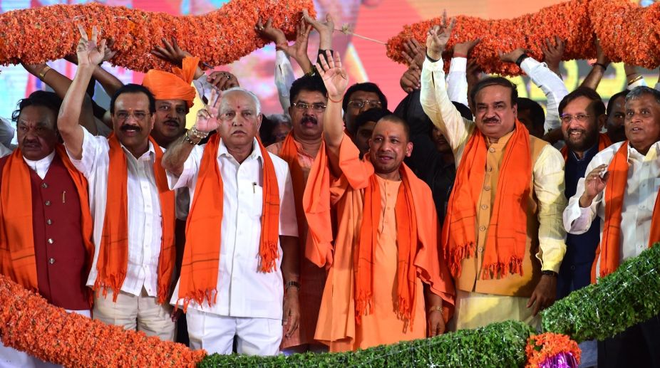 In pics: From Yogi’s rally in Karnataka to Owaisi’s speech in Hyderabad