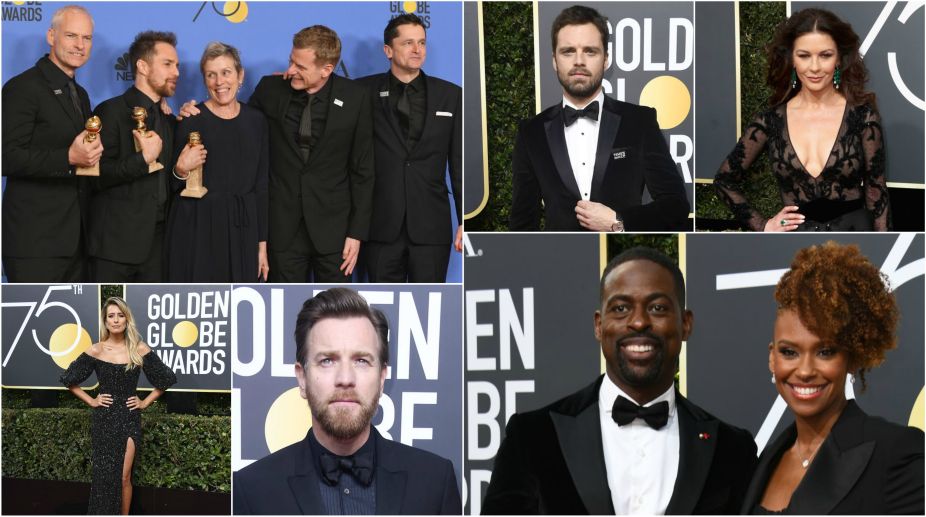 Hollywood stars dressed in black, show support against sexual harassment at 75th Golden Globes