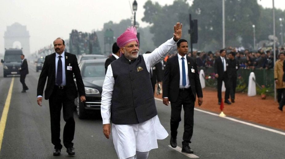 Republic Day: PM Modi breaks protocol again, walks down Rajpath