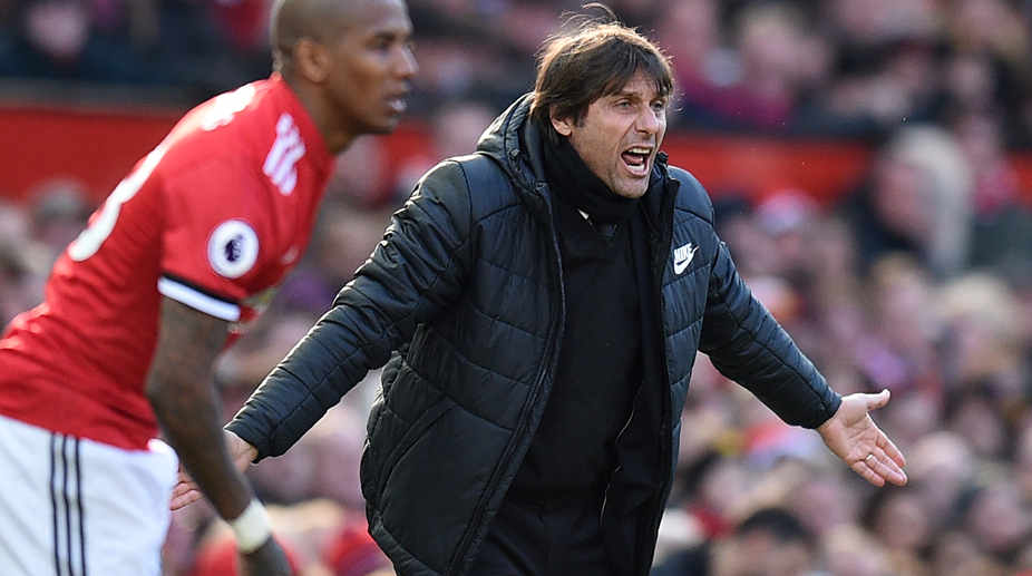 Chelsea coach Antonio Conte reacts to loss at Manchester United