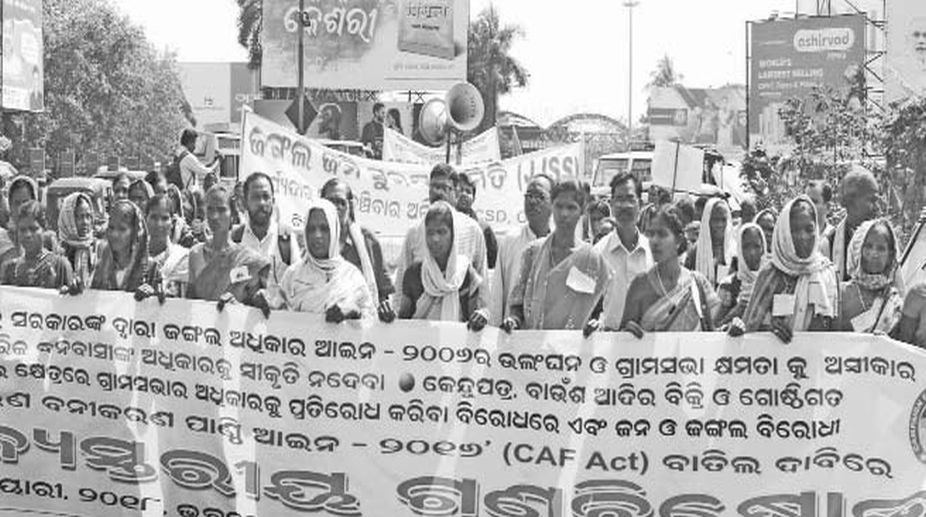 Tribals protest against violation of Forest Rights Act